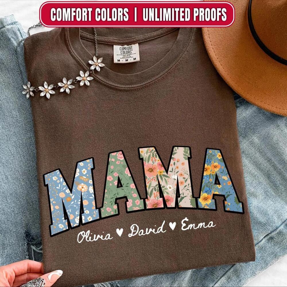 Floral Mama T-Shirt Retro Mom Tee Mothers Day Gift